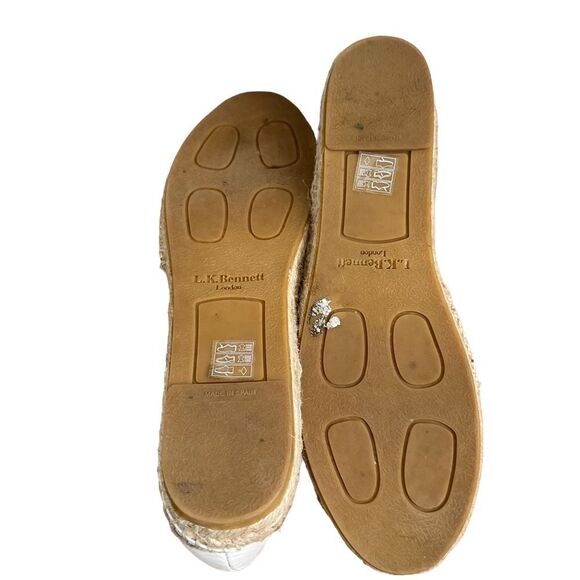 LK Bennett Tan and White Woven Multicolored Flat Espadrilles Size 39 - Picture 7 of 7